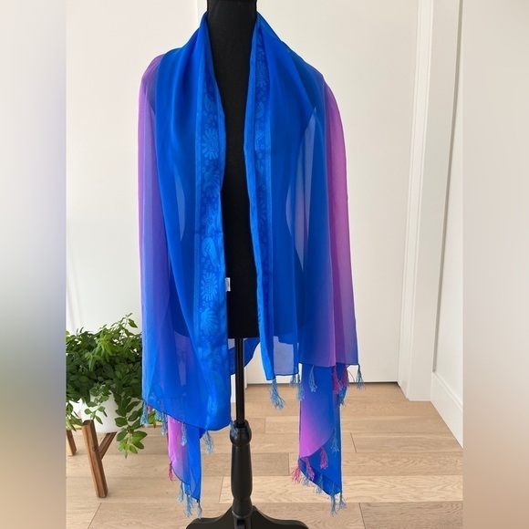 RIMA BEACH WEAR Terivoile Beach Wrap Pink Blue Ombre Swimsuit Coverup Sarong - Picture 8 of 12